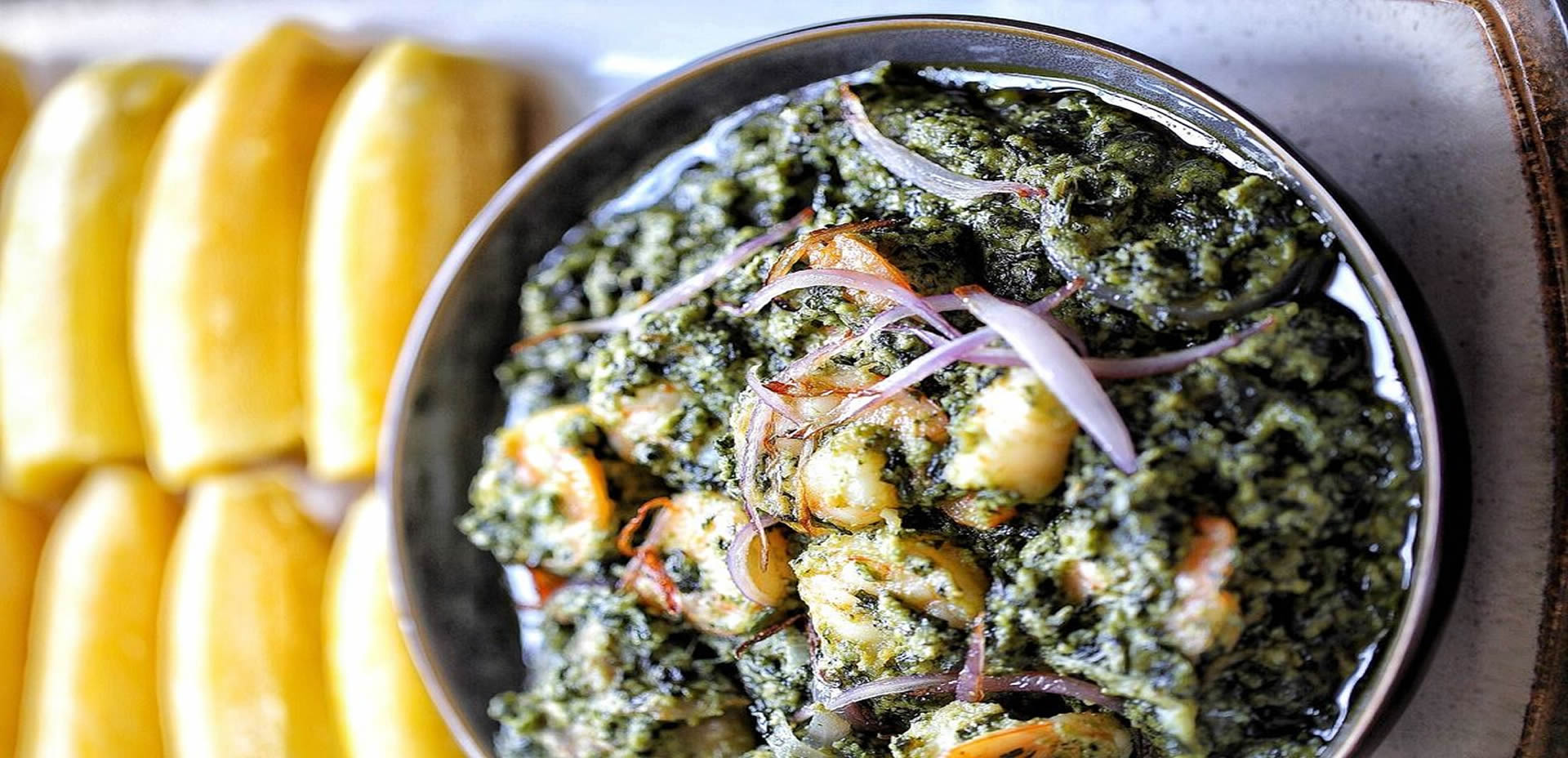 Ndole with Meat/Fish miondo rice